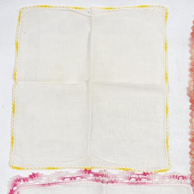 VINTAGE CROCHETED EDGE HANDKERCHIEFS