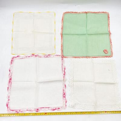 VINTAGE CROCHETED EDGE HANDKERCHIEFS