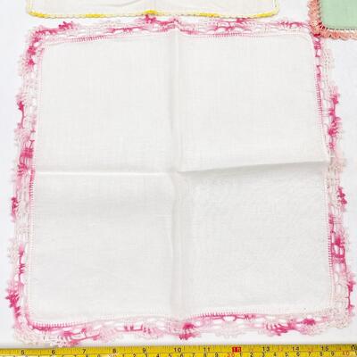 VINTAGE CROCHETED EDGE HANDKERCHIEFS