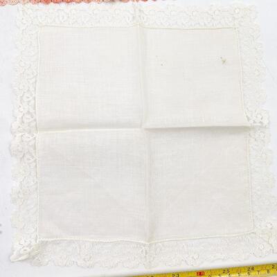 VINTAGE CROCHETED EDGE HANDKERCHIEFS
