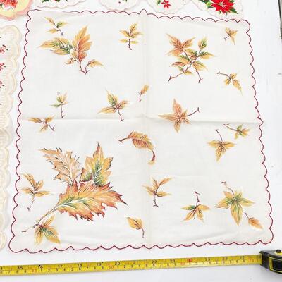 VINTAGE RED & ORANGE FLORAL HANDKERCHIEFS