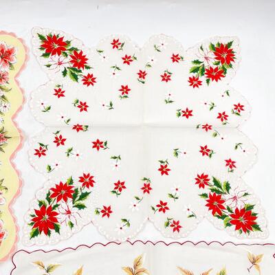 VINTAGE RED & ORANGE FLORAL HANDKERCHIEFS