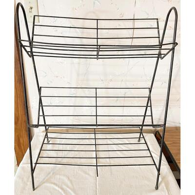 VINTAGE BLACK METAL BOOK RACK