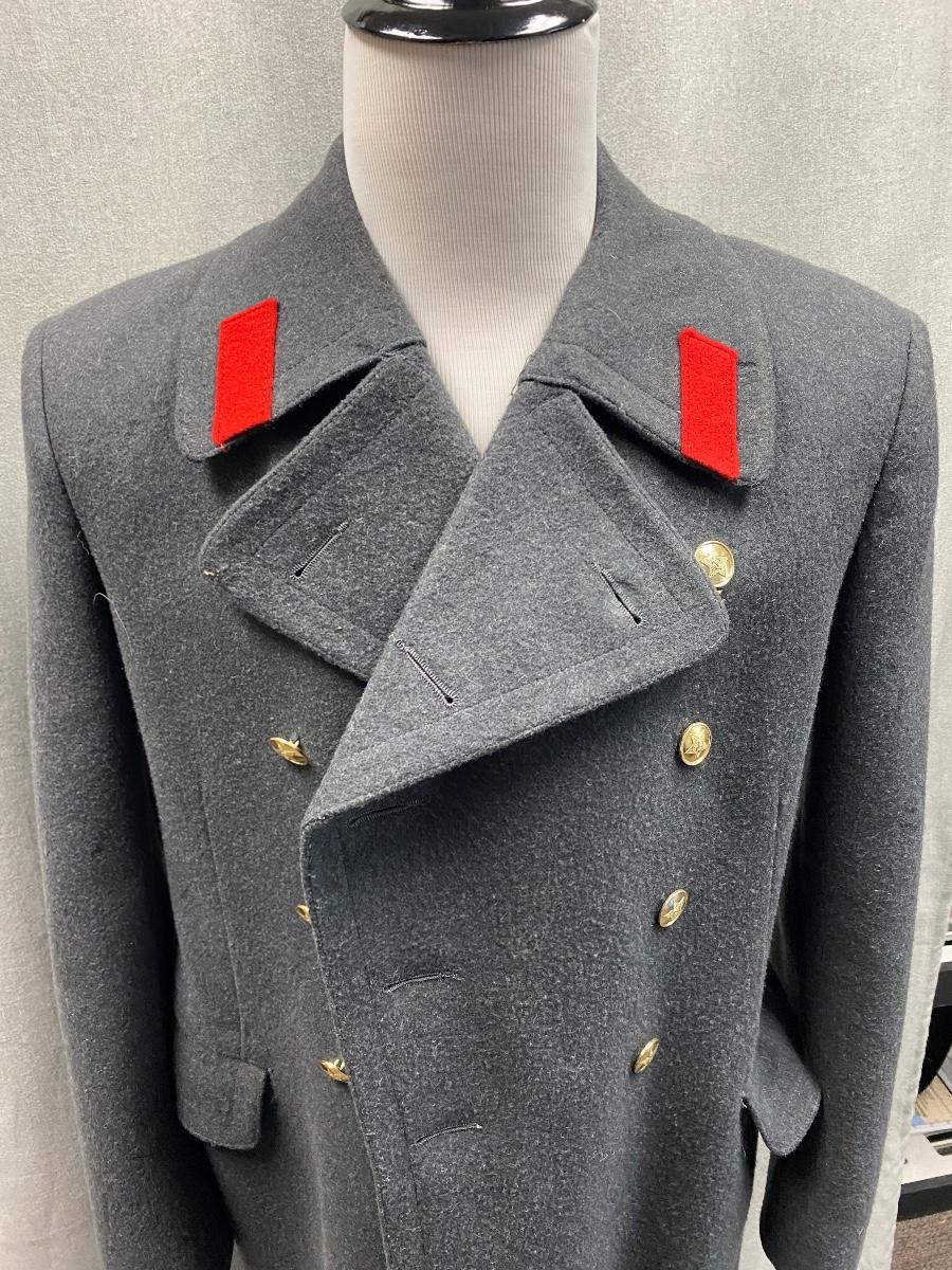 Heavy Soviet Russian Military Style Wool Peacoat Trench Coat Jacket Gold Buttons EstateSales
