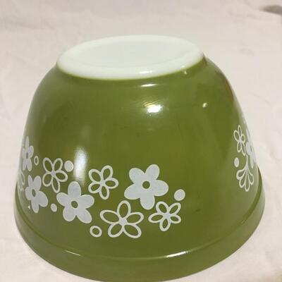 Pyrex Milk Glass Green Spring Blossom 407 Bowl Vintage