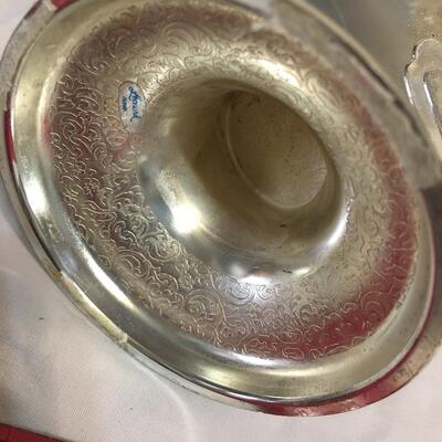 VINTAGE SILVERPLATED SUGAR SCUTTLE BOWL with SCOOP By LEONARD V/G USED CONDITION