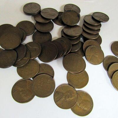52 Wheat Pennies, Mixed Lot of Random Dates