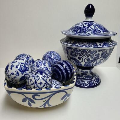 Lot 127: Blue and White Home Decor (Pier One and More)