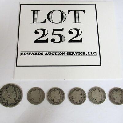 Barber Coins: 1902 Quarter, 1903, 1912, 1914, 1914D, 1916 Dimes