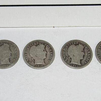 Barber Coins: 1902 Quarter, 1903, 1912, 1914, 1914D, 1916 Dimes