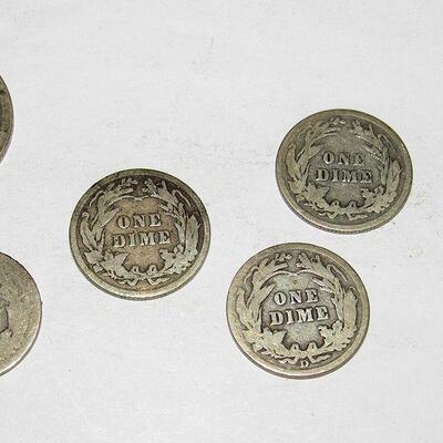 Barber Coins: 1902 Quarter, 1903, 1912, 1914, 1914D, 1916 Dimes