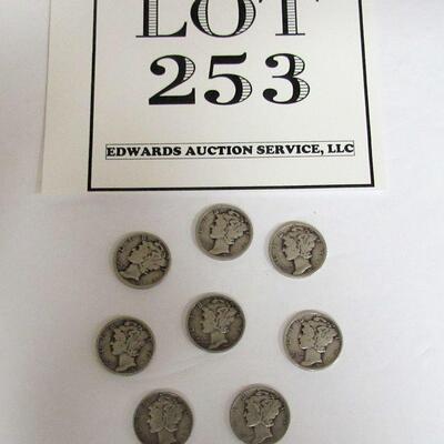 8 Mercury Silver Dimes, Random Dates