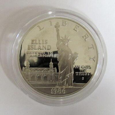 US Mint 1986 S Ellis Island Liberty Silver Dollar Proof, Never Opened