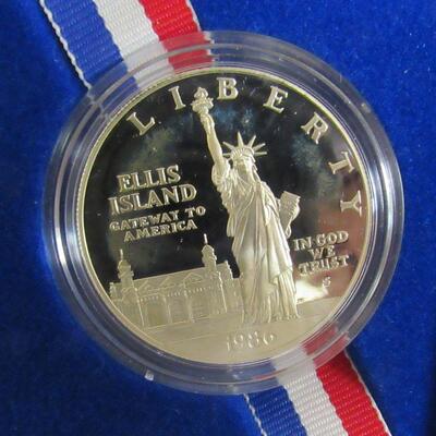 US Mint 1986 S Ellis Island Liberty Silver Dollar Proof, Never Opened