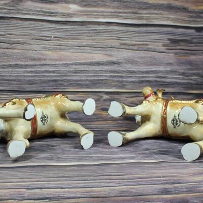 Vintage Pair of Fitz and Floyd Father Christmas Reindeer Candleholders Pair