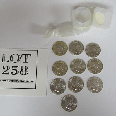 Half Roll Uncirculated 1961D Franklin Half Dollar Coins in Original Mailing Tube