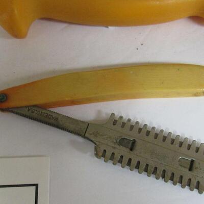 Swibo Knife in Sheath and Vintage Razors
