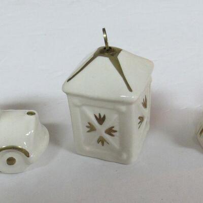 Hallmark 1987 Snow Goose Ornament and 3 Small Goebel China Christmas Ornaments
