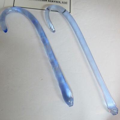 2 Older Gibson Glass Art Glass Candy Cane Christmas Ornaments