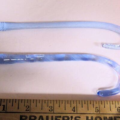 2 Older Gibson Glass Art Glass Candy Cane Christmas Ornaments