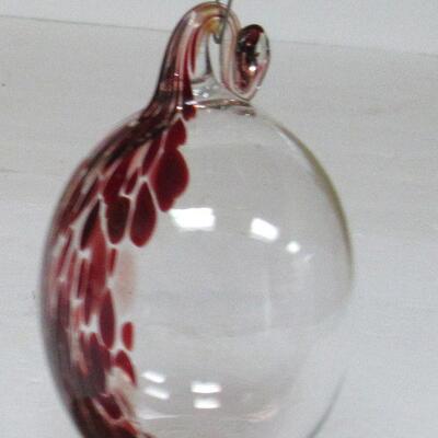 Older Art Glass Egg Christmas Ornament, Denmark