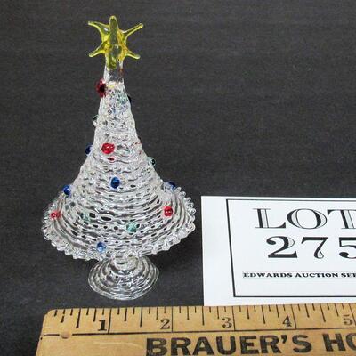 Nice Older Spun Glass Christmas Tree, Small Figure
