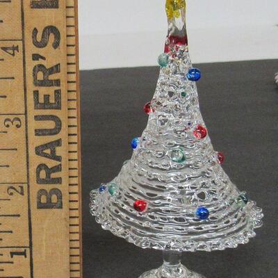 Nice Older Spun Glass Christmas Tree, Small Figure