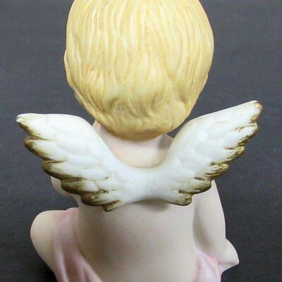 Lefton Bisque Angel Figurine and Heavenly Angels Figurine