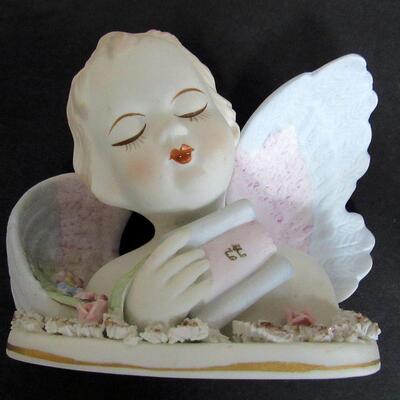 Lefton Bisque Angel Figurine and Heavenly Angels Figurine