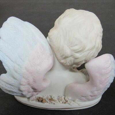 Lefton Bisque Angel Figurine and Heavenly Angels Figurine