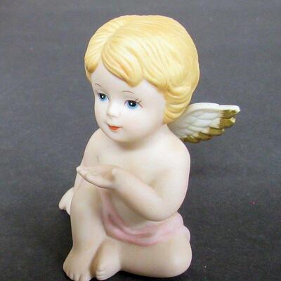 Lefton Bisque Angel Figurine and Heavenly Angels Figurine