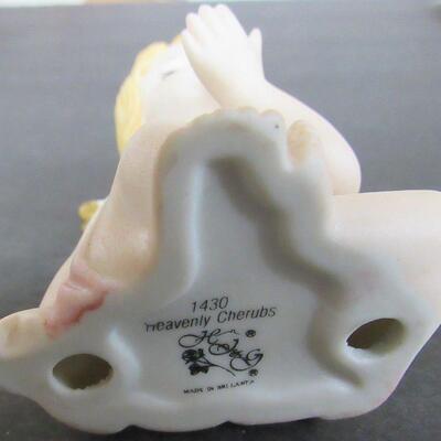 Lefton Bisque Angel Figurine and Heavenly Angels Figurine