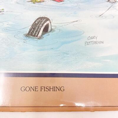 1980 GARY PATERSON â€œGONE FISHINGâ€ CARTOON PRINT - 8â€ X 10â€