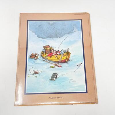 1980 GARY PATERSON â€œGONE FISHINGâ€ CARTOON PRINT - 8â€ X 10â€