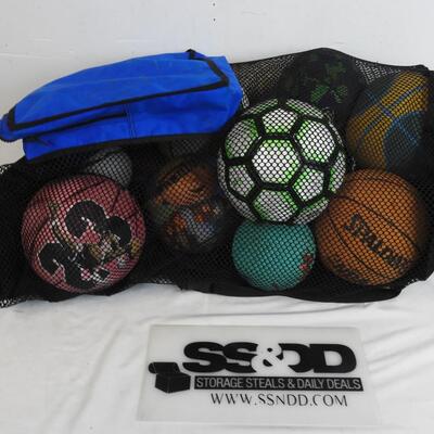 Lot of Various Sports Balls, Soccer Balls, Basket Balls, Rubber Balls, Kids Size