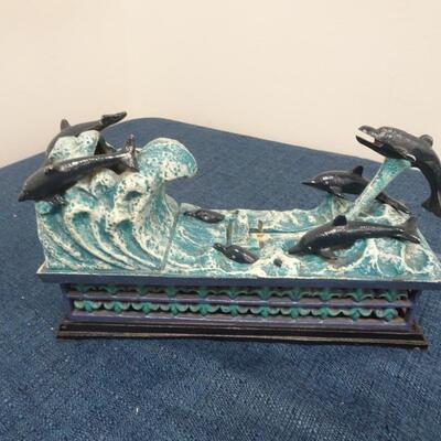 LOT 97. VINTAGE DIE CAST METAL BANK DOLPHIN
