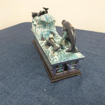 LOT 97. VINTAGE DIE CAST METAL BANK DOLPHIN