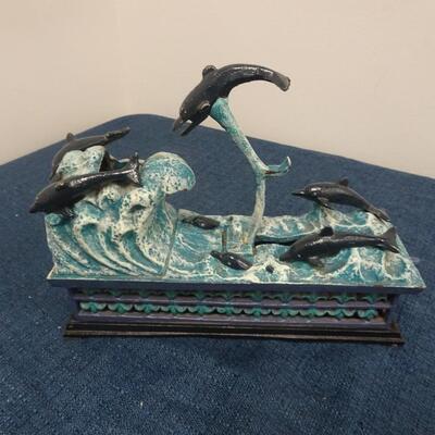 LOT 97. VINTAGE DIE CAST METAL BANK DOLPHIN