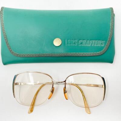 VINTAGE SWANK GOLD EYEGLASSES W/ BLUE DETAIL