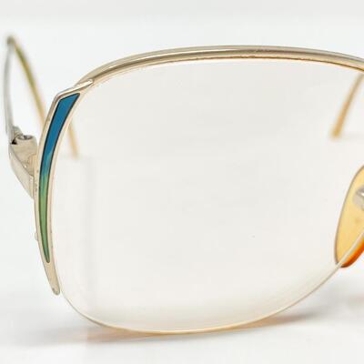 VINTAGE SWANK GOLD EYEGLASSES W/ BLUE DETAIL