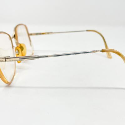 VINTAGE SWANK GOLD EYEGLASSES W/ BLUE DETAIL