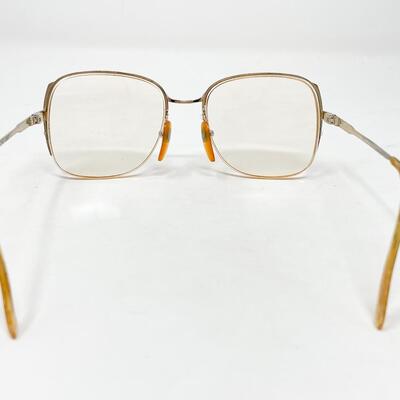 VINTAGE SWANK GOLD EYEGLASSES W/ BLUE DETAIL