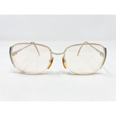 VINTAGE SWANK GOLD EYEGLASSES W/ BLUE DETAIL