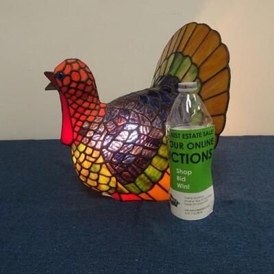 LOT 127. STAINED GLASS TURKEY LAMP