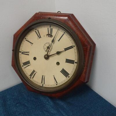 LOT 172. VINTAGE SETH THOMAS LEVER CLOCK WITH LEVEL ON BACK