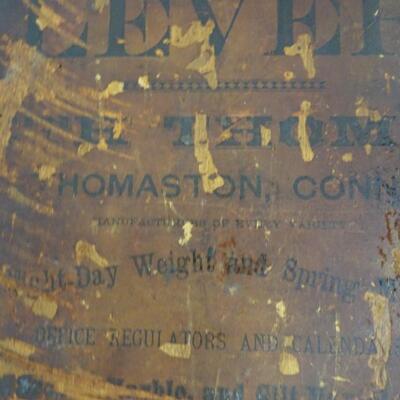 LOT 172. VINTAGE SETH THOMAS LEVER CLOCK WITH LEVEL ON BACK