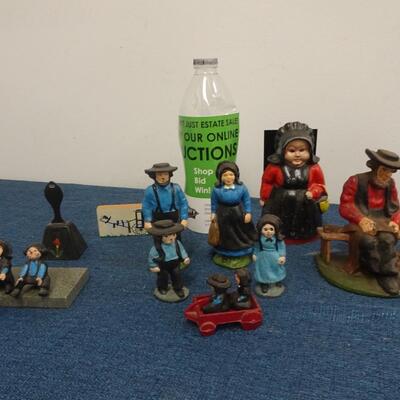 LOT 173. CAST IRON AMISH FIGURINES AND AMISH HOME DECOR