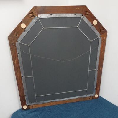 LOT 174. VINTAGE LEADED MIRROR WITH WOOD FRAME