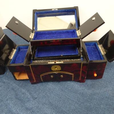 LOT 179. TWO JEWELRY BOXES, ONE MISSING DRAWER