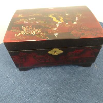 LOT 179. TWO JEWELRY BOXES, ONE MISSING DRAWER